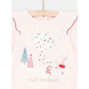 Βρεφικό Σετ Πιτζάμας για Κορίτσια Pink Velour Noel