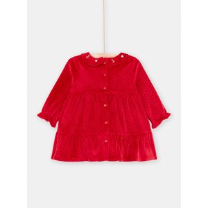 Βρεφικό Μακρυμάνικο Φόρεμα για Κορίτσια Red Velour Flowers
