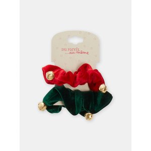 Παιδικά Χριστουγεννιάτικα Scrunchie για Κορίτσια Red/Green Velour 2 τμχ