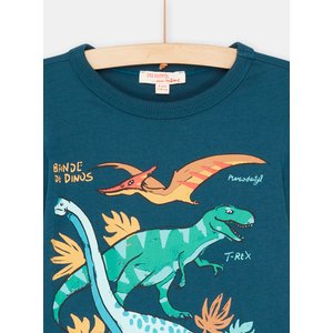 Παιδική Μακρυμάνικη Μπλούζα για Αγόρια Πετρόλ Dino