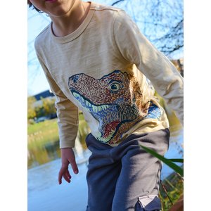 Παιδική Μακρυμάνικη Μπλούζα για Αγόρια Beige Neon Dino