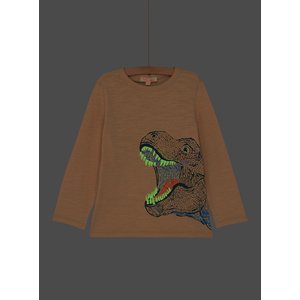 Παιδική Μακρυμάνικη Μπλούζα για Αγόρια Beige Neon Dino