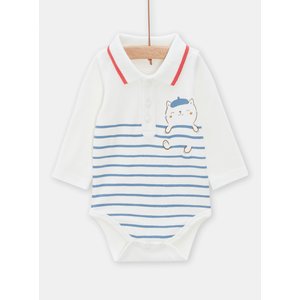 Βρεφικό Μακρυμάνικο Φορμάκι Unisex White/Blue Stripes