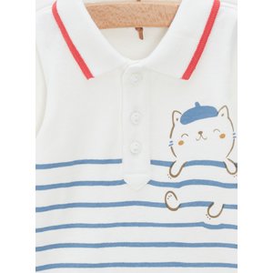 Βρεφικό Μακρυμάνικο Φορμάκι Unisex White/Blue Stripes