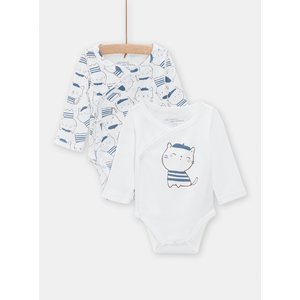 Βρεφικό Σετ Μακρυμάνικα Φορμάκια Unisex Λευκό/Μπλε