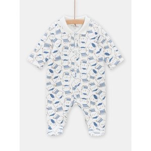 Βρεφικό Μακρυμάνικο Φορμάκι Unisex White/Blue Cat Print