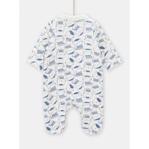 Βρεφικό Μακρυμάνικο Φορμάκι Unisex White/Blue Cat Print