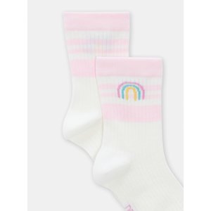 Παιδικές Κάλτσες για Κορίτσια Λευκές/Ρίγες Rainbow