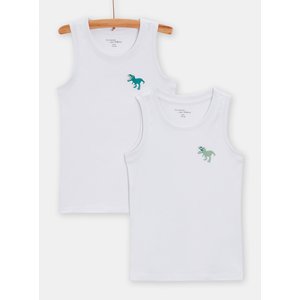 Σετ Παιδικά Φανελάκια για Αγόρια Λευκά Dinosaurs 2 τμχ