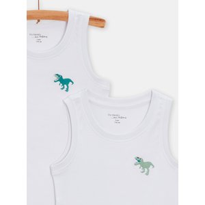 Σετ Παιδικά Φανελάκια για Αγόρια Λευκά Dinosaurs 2 τμχ