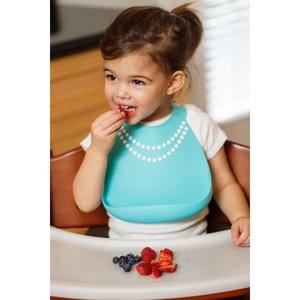 Βρεφική Σαλιάρα Σιλικόνης MakeMyDay για Κορίτσια Tiffany Blue with Pearls