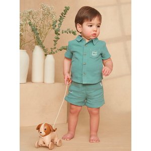 Βρεφικό Πουκάμισο για Αγόρια Dark Turquoise