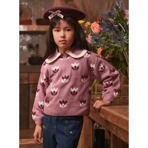 Παιδικό Πουλόβερ για Κορίτσια Purple Knit Flowers