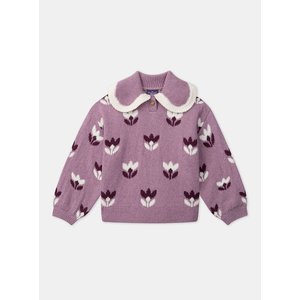 Παιδικό Πουλόβερ για Κορίτσια Purple Knit Flowers