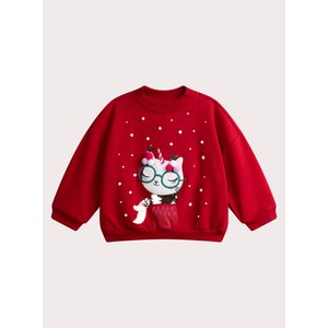 Παιδικό Φούτερ για Κορίτσια Red Christmas Cat