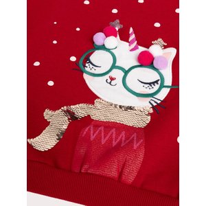 Παιδικό Φούτερ για Κορίτσια Red Christmas Cat