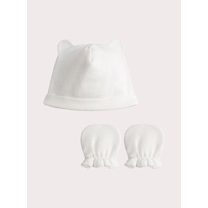 Σετ Βρεφικός Σκούφος & Γάντια Cute White