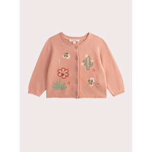 Βρεφική Ζακέτα για Κορίτσια Dusty Pink Embroidered