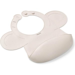 BabyOno: Σαλιάρα σιλικόνης 6m+ με θήκη περισυλλογής τροφίμων - Beige