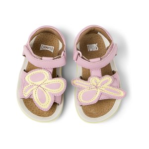 Βρεφικά Πέδιλα Camper Twins για Κορίτσια Pink Flowers (Μεγέθη 21-26)