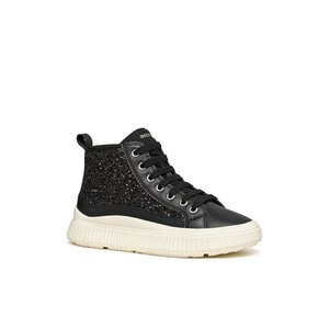 Παιδικά Παπούτσια Geox Laquinny για Κορίτσια Black Glitter (Μεγέθη 28-36)