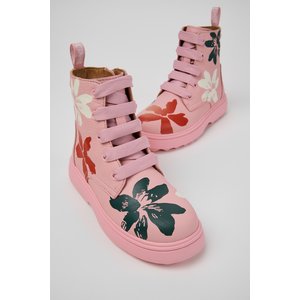 Παιδικά Μποτάκια Camper Twins για Κορίτσια Pink Flowers (Μεγέθη 26-33)